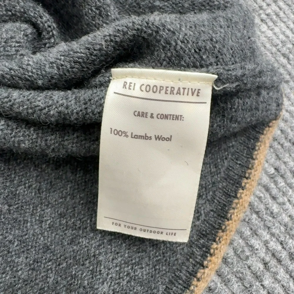 REI Sweater Womens Grey‎ 100% Lambs Wool Oversized Boat Neck Gorpcore Outdoor